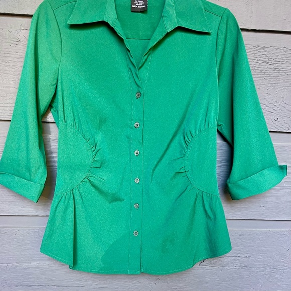 Vintage Scott Taylor Green Short Sleeve 80’s Blouse Size Small - Picture 4 of 11